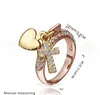 심장 반지 로즈 골드 채워진 밴드 중국 도매 18 천개 골드 다이아몬드 약혼 반지 패션 보석 크로스 다이아몬드 반지