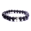 Estilos misturados 8mm Natural Preto Lava Stone Beads Coruja Pulseira DIY Perfume Difusor de Óleo Essencial Pulseira para as mulheres Yoga Jóias