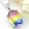 Heet ovaal vintage regenboog hangers toermalijn kristal strass zilver bruiloft vrouwen 925 sterling zilveren ketting hangers 1318mm