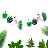 Flamingo Party Decoration Happy Birthday Banner Flag Garland Hawaiian Luau Tropical Coconut Leaves Event Party Supplies1600969