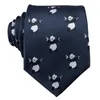 Ciemnoniebieski panda wzór krawat Zestaw chusteczki i mankietów moda na przyjęcie weselne całe biznes N-5062259p