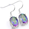 Bijoux de vacances cadeau Luckyshine arc-en-ciel mystique topaze 925 argent plaqué haute qualité classique pour les femmes coloré Zircon boucles d'oreilles goutte