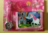 2 stks / partij Unicorn Portemonnees Horloge Set Meisjes Portemonnee Vouw Pocket Bags Roze Rose Cartoon Briefpapier Storage Organizer Bag Kinderen Portemonnee GGA1209