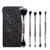 5 teile/satz Doppel Kopf Make-Up Pinsel Set Bling Diamant Powder Foundation Wimpern Eyashadow Highlighter Make-Up Pinsel Mit Mode ZIP tasche