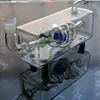 Fabricación de pipas de vidrio para fumar Bongs soplados a mano Olla de dragón en espiral de tubo cuadrado