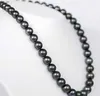 本物の美しい17 "5-12mmタヒチアンナチュラルブラックパールネックレスリアル美しい17" 10mmタヒチアン天然黒真珠のネックレス