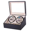 Mechanical Watch Winders Black PU Leather automatic Storage Box Collection Watch Display Jewelry US plug Winder Box