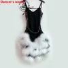 Feather Fringes Skirt Women Harness Style Back Opening Latin Tango Ballroom Salsa Dance Dress Party Costume Tassel women Dresses