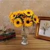 Geschrikt kunstmatige zonnebloem faux schoonheid nep zon bloemen zijde boeket home tuin kantoorvergadering bloemen decor halloween partij arrangement