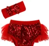 Kızlar Yay Bantlar Sequins Bloomers Set Bebek Ruffled Bezi Kapakları Prenses Şort Butik Iç Çamaşırı 17 renk KKA4037