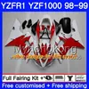 Kroppsarbete för Yamaha Stock Blue White YZF R 1 YZF1000 YZF-R1 1998 1999 Ram 235HM.40 YZF-1000 YZF R1 98 99 YZF 1000 YZFR1 98 99 Kroppsfeoking