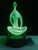 3D Yoga Méditation Veilleuse 7 Changement de Couleur Illusion LED Lampe de Table Cadeaux de Noël
