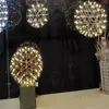 Soggiorno moderno lampada a sospensione luce sfera in acciaio inox led lampadario fuochi d'artificio luce ristorante villa hotel progetto illuminazione a sospensione