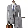 Bleu foncé chèque hommes costumes à carreaux sur mesure pour hommes hommes à cargais à cargais gingham smoking elegant plaid business décontracté costume9470076