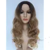 FZP mode Sexy femmes longues perruques charmante vague naturelle perruque synthétique Ombre cheveux blonds pour les femmes Simulation cheveux humains perruque bouclée