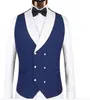 Blue Men Wedding Suits 2018 Nieuwe Merk Fashion Design Real GroomsMen White Sjaal Revers Bruidegom Tuxedos Mens Tuxedo Bruiloft / Prom Pakken 3 Stuks