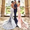 Sexy Blush Pink Lace Halter Mermaid Evening Dresses Satin Applique Long Prom Dresses Backless Court Train Formal Bridesmaids Dress5004406