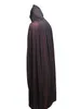 Costume de vampire très cool pour homme Cape noire avec capuchon, Cape de costume d'Halloween pour vampire magicien Cape en polyester double face