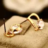 18K guldpläterade bokstav D-mönster örhängen Zirkonörhängen för kvinnor Bröllop koreanska modesmycken Tillbehör Hög kvalitet