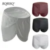 Mens Basic Lounge Home Sleep Bottoms Ice Silk Men Casual Comfortable Soft Short Man Sides Split Loose Boxers Pijama Masculino