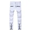 Nouveaux hommes jean décontracté Biker jean Denim pantalon fendu Joint côté fermeture éclair flexion à la mode Straight234C