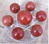 + Sfera di cristallo di diaspro rosso naturale sette ornamenti in pietra di diaspro rosso sfera di cristallo di sangue rosso lucido