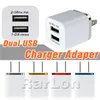 Universal Hem Dual USB Laddare EU US-kontakt 2 Portar AC Laddning Ström Mobiltelefon Väggladdare Adapter för Samsung Galaxy S20 S10 S9 S8 Not 9 x Goophone LG