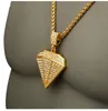 Strass Cristal Rhombus Forma Pingente Colar Metal Ouro E Prata Cor Homens Mulheres Hip Hop Moda Jóias Presente