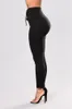 Schwarze Schnür-Cincher-Leggings mit hoher Taille für Damen, aushöhlen, dünne Leggins in voller Länge, sexy Po-Lifting-Hose E79946