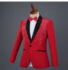 Blå röd vit svart smal mäns kostymer lysande rhinestones kostym vuxen prestanda kläder chorus bar sångare värd bröllop master scen kostym