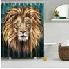 Tecido de poliéster impermeável banheiro moderno 3d criativo cortina de chuveiro sheer decoração de painel + 12 ganchos