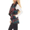 Kvinnor Lapel Plaid Cardigan Pocket Vest Coat Oregelbunden Kontroller Ärmlös Jacka Öppna Front Blus Outwear Waistcoat 8 färger AAA116