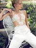 Riki Dalal 2020 trouwjurken jumpsuit met verwijderbare rok kanten appliques satijnen bruidsjurken op maat gemaakt A-line trouwjurk
