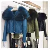 Luxury Natural Merino Sheepskin Leather Fur Shearling Coat Genuine Fur Jacket Women's Clothing With Big Raccoon collar