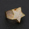 Mężczyźni Modna miedziana złota srebrna różydold kolorowy Pierścień przesadzony Wysoka jakość lodowana CZ Stone Star Kształt Pierścień biżuteria 250q