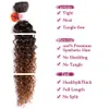 Mode 14-18 pouces Ombre Bordeaux Blonde Tissage Synthétique Bouclés Faisceaux de Cheveux Cousus dans les Extensions de Cheveux 6 pcs/Pack