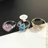 Europa Trendy Błyszczące Cyrkon Band Pierścionki Kolorowe Rhinestone Delikatne Kobiety Kryształ Obrączka Moda Biżuteria Mix