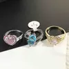 Europe Trendy Shiny Zircon Band Rings Colorful Rhinestone Delicate Women Crystal Wedding Ring Fashion Jewelry Mix9246911