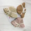 Little Kids Lace Bow Hat Girl Słomiane Czapki Lato Cienka Cienka Cienka Księżniczka Księżniczka Świeża Kremowa Plaża 2-7T