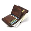 Hommes authentique en cuir bronzé le portefeuille de portefeuille pochette poche monnaie de poche multicards clip de mâle