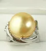 Partihandel 14mm South Sea Shell Pearl Bead Gemstone Smycken Ring storlek 6 7 8 9