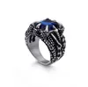 Punk Rock Mäns Vintage Dragon Claw Ring Titanium Rostfritt Stål Biker Ringar För Man CZ Stone Red Blue White Crystal Smycken