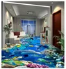 Photo custom mural wallpaper modern Sea World Dolphin Water Coral 3D Bedroom Kitchen Bathroom Floor Painting Tiles