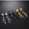 1 Piece Punk Stainless Steel Stud Earring Men Cross Earring Fashion Tassels Crosses Body Piercing Jewelry Black