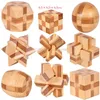 2018 new Classic 3D IQ Wooden Brain Puzzle toys Bamboo Interlocking Puzzles Game 3D Kong Ming lock 9 styles C3407