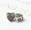 Promotion 30pc Silver Big Hole Diy Loose Bead Love Heart Charms Jewelry Marking Charm Fit Pandora European Style Bracelet Necklace Women