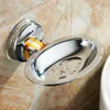 Wholesale 1 PCS Stainless Steel Plated Round/Square Sink Soap Dish Classic Bathroom Suction Cup Soap Holder Bathroom Accessory