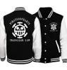 Jaquetas masculinas One Piece Jaqueta Homens Japão Anime Chapéu de Palha Luffy Jaquetas Mens 2018 Primavera Outono Slim Uniforme de Beisebol Trafalgar Law Coat Homme