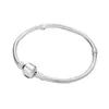 (I lager)Fabriksgrossist 925 Sterling Silver Armband 3mm Snake Chain Fit Pandora Charm Bead Bangle Armband Smycken Present för män kvinnor