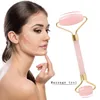 Pink Quartz Jade Massage Roller Facial Massager Ansiktsavslappningsverktyg Face Lift Anti Wrinkle Anti Cellulite Body 9122446